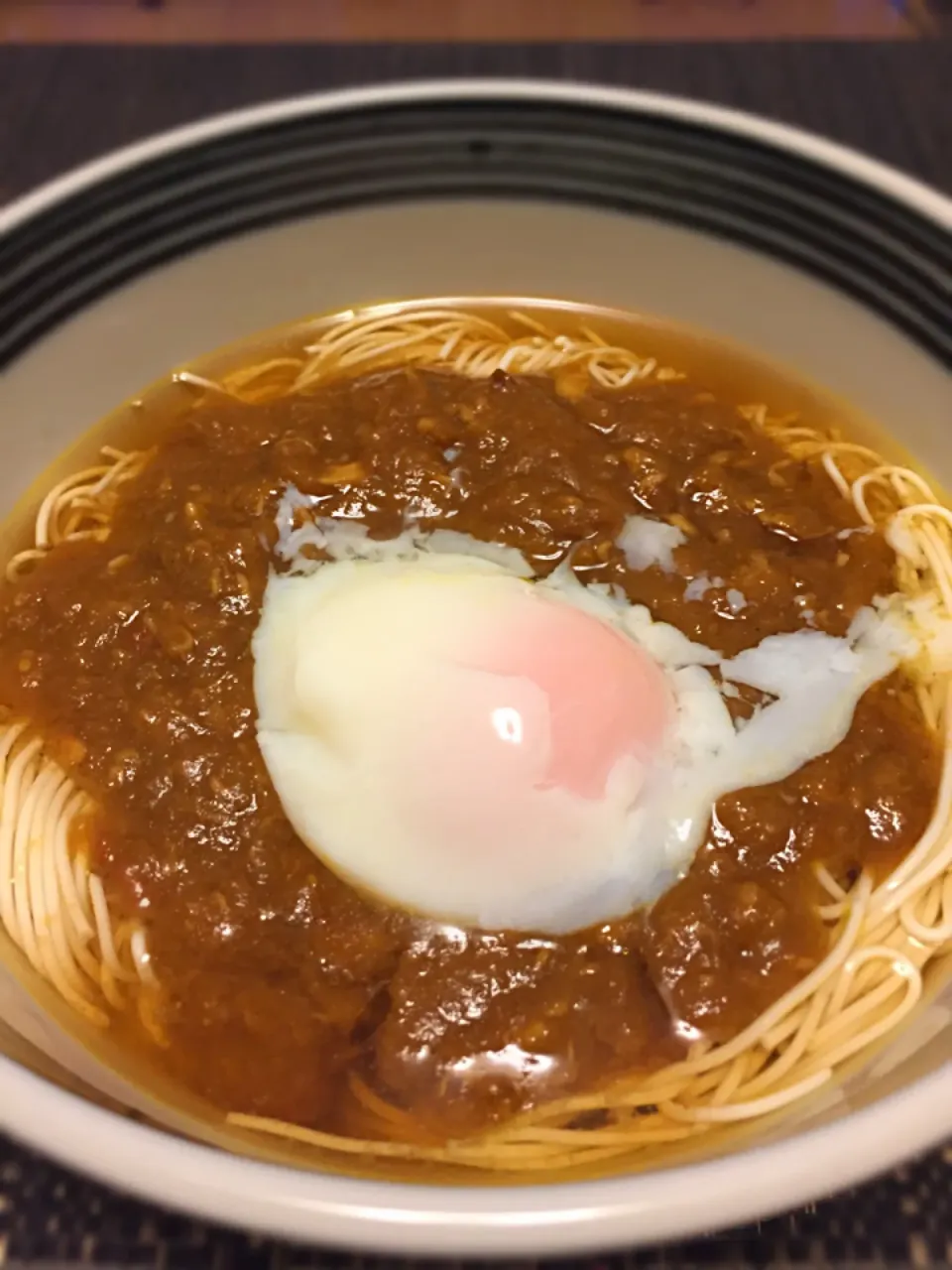 カレー豆腐そうめん温玉トッピング|Takaki Sasakiさん