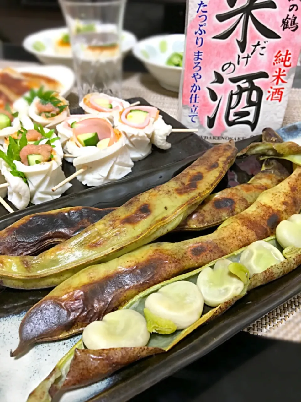 焼きそら豆✨🍶ちくわのオツマミ😋|ゆかりさん