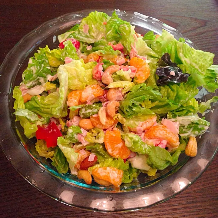 Salad with yogurt topping for dinner|SPJWUさん