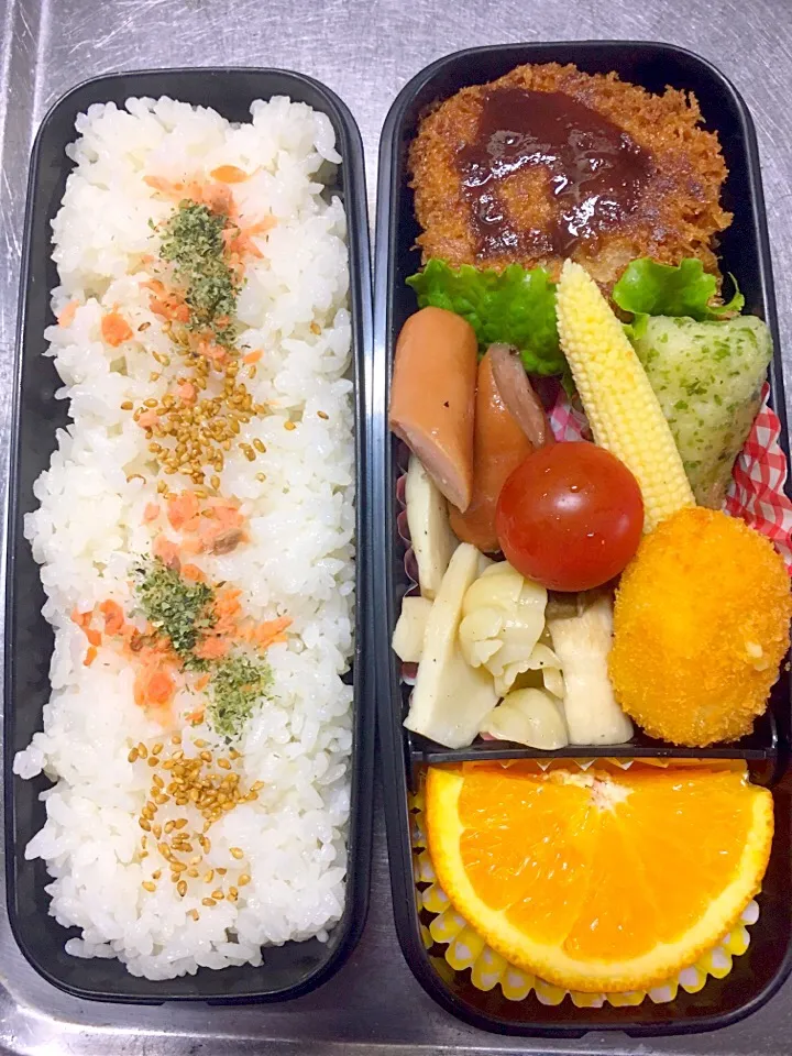 ヒレカツ弁当#高校生男子弁当 #息子弁当|友美さん