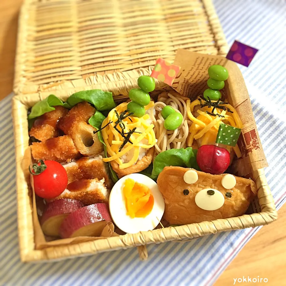 いなり寿司&蕎麦弁当♩#くま弁当♡|yokkoiroさん