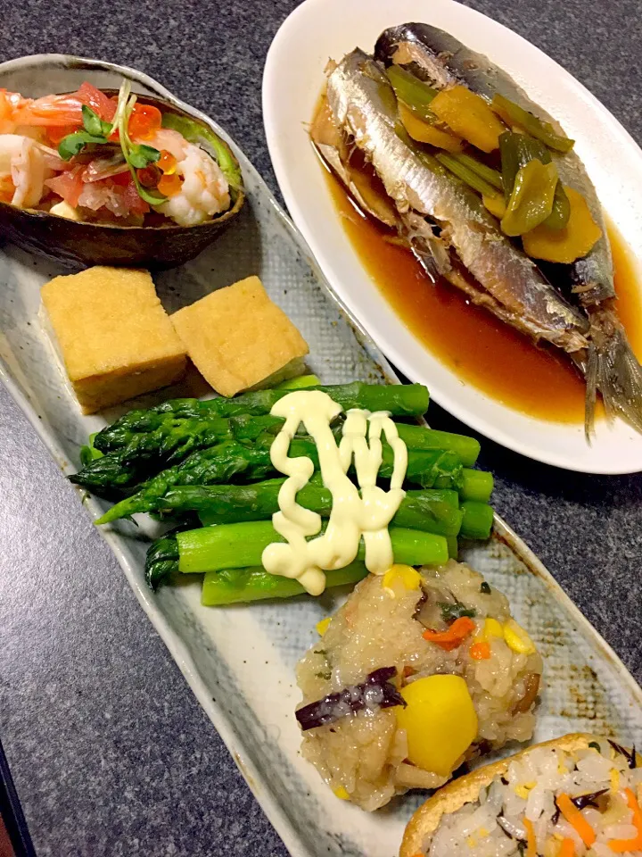 夕食😋🍽ワンプレート+イワシの煮付け🐟|chikako sugimoto357さん