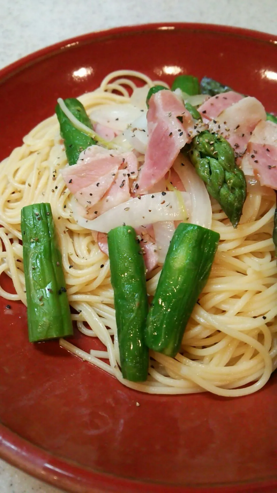 Snapdishの料理写真:アスパラとベーコンのパスタ|あやさん