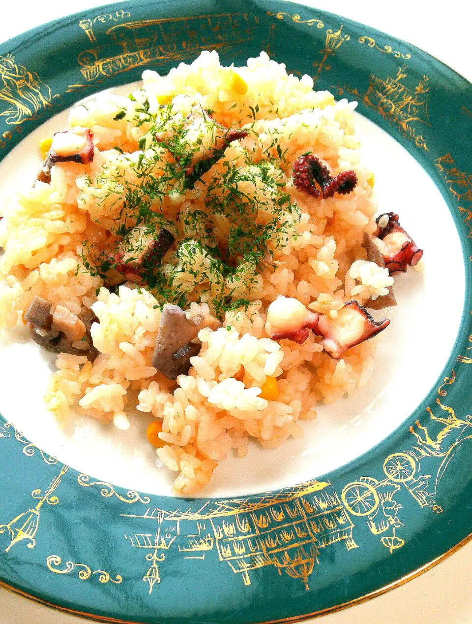 Snapdishの料理写真:Octopus Mixed Rice🐙 洋風たこめし  #うちごはん #おうちごはん|まめさん