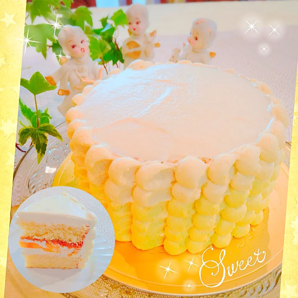 フレッシュマンゴーケーキ🌞 #フレッシュマンゴー #ショートケーキ #オンブルケーキ#ワンデイレッスン|chiaki3（平川ちあき）さん