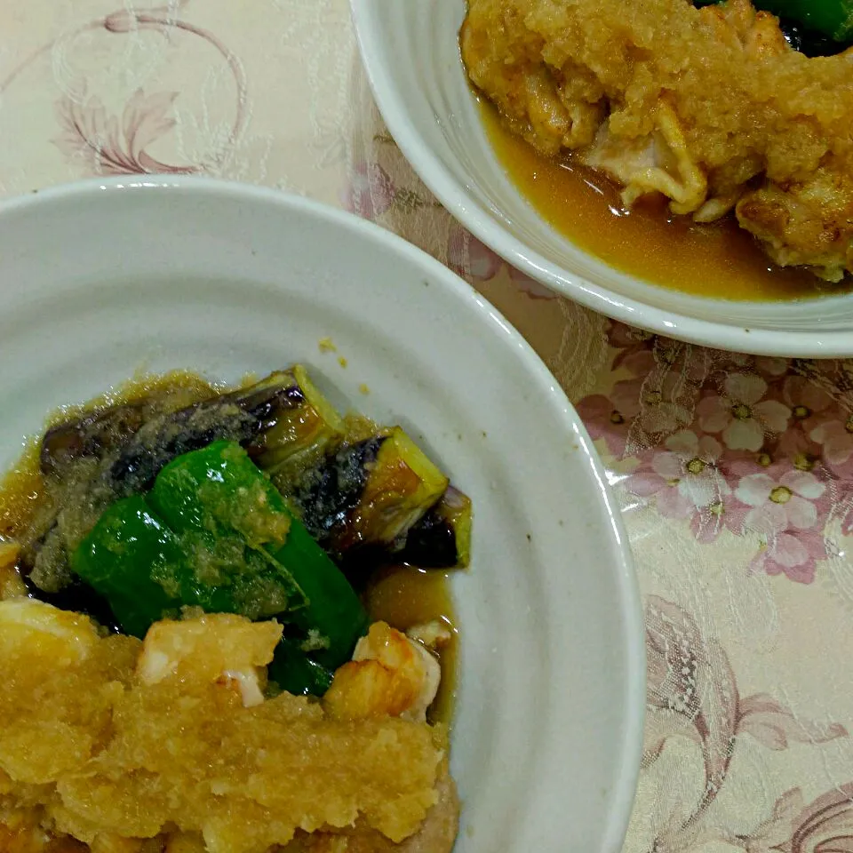 鶏ももとなすの焼きおろし浸し|たえさん