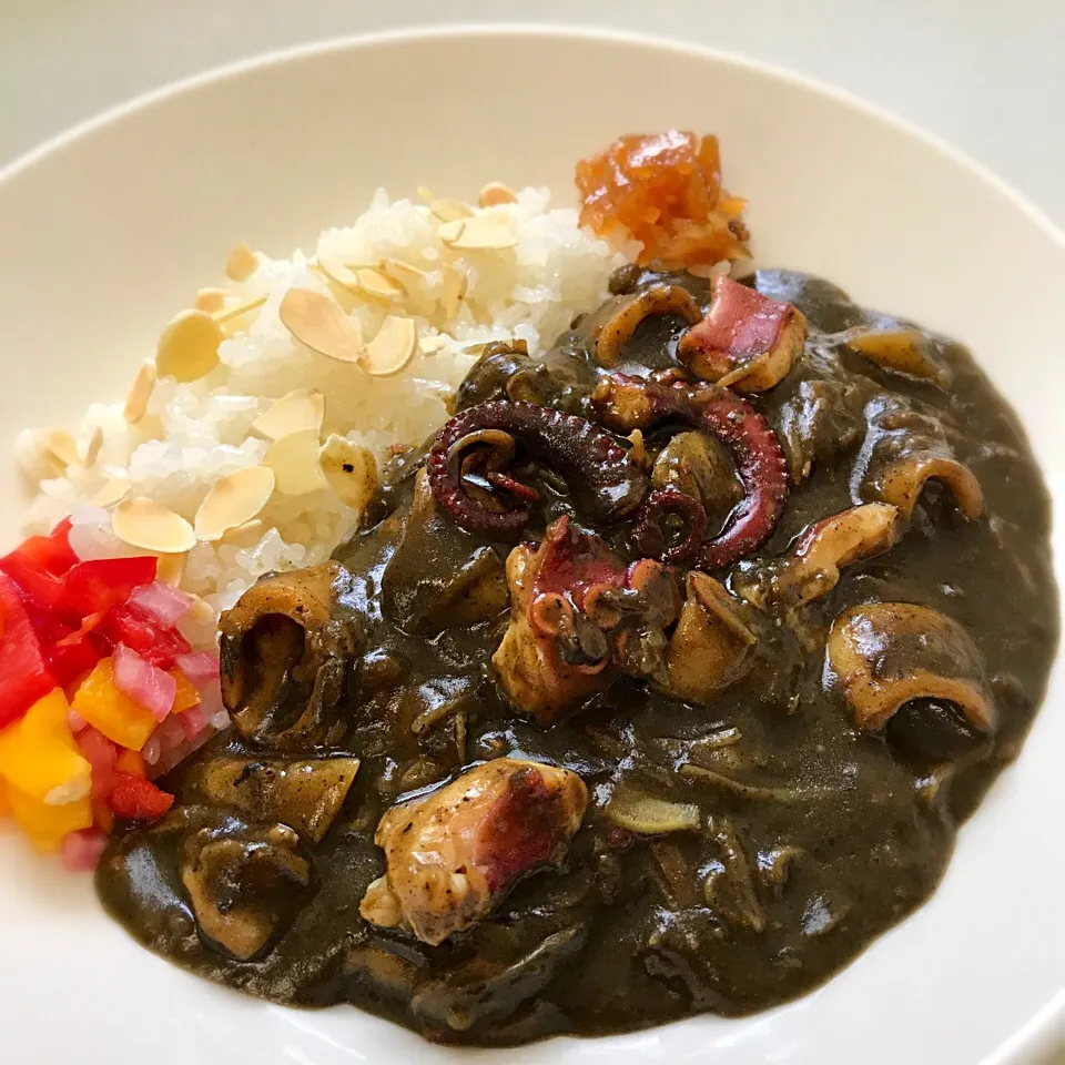 🍛タコも入ったイカ墨カレー🐙|もとぱんさん