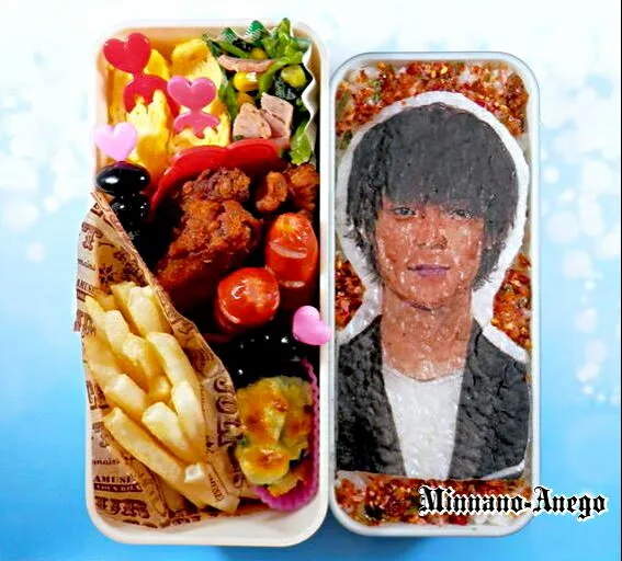 Snapdishの料理写真:2017年人気俳優ランキング8位『窪田正孝』弁当
 #オブラートアート
 #似顔絵弁当|みんなのあねごさん