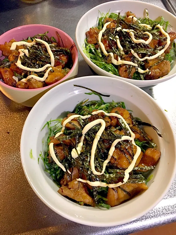 鳥の照り焼き丼|たびもかさん