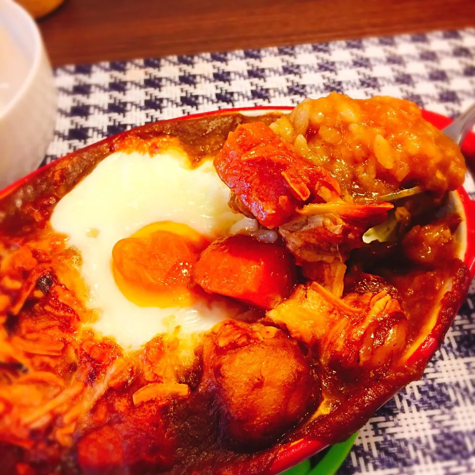 焼きチーズカレードリア🍛🧀タマゴ乗せ🥚|🍎ゆかりんご🍎さん