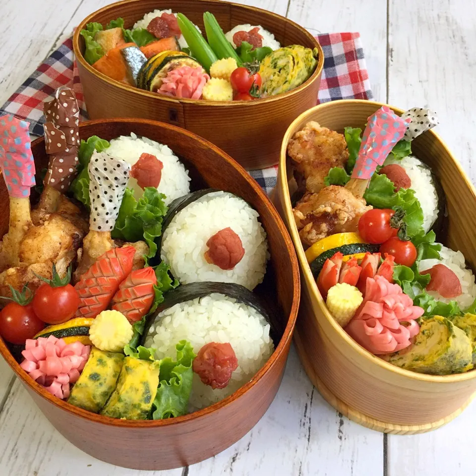 チューリップ唐揚げとおむすび弁当|サリーさん