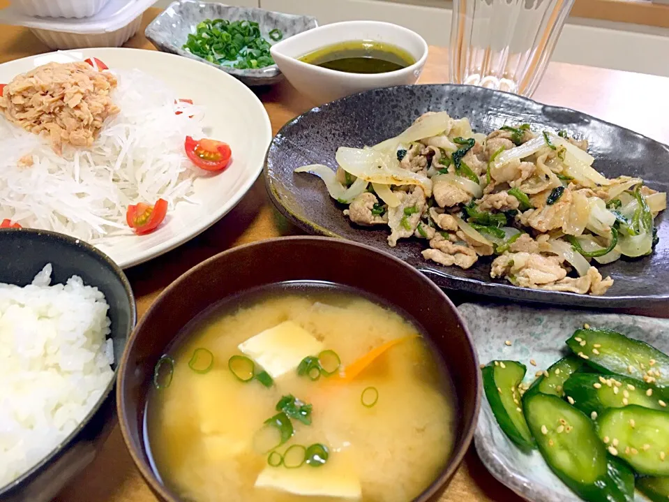 Snapdishの料理写真:日曜のお昼ご飯🍙🍴( ¨̮  )✩|団地仮妻さん