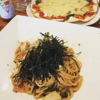 Snapdishの料理写真:刻みのりたっぷり和風パスタ|hiromiさん