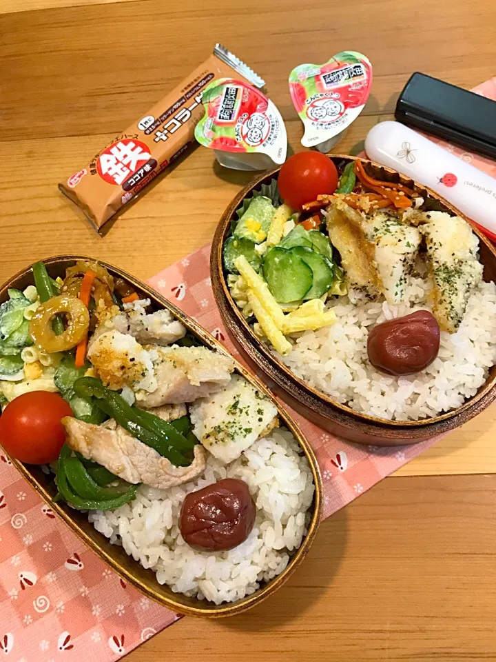 ふたり弁当

梅干し乗っけごはん
カレイのバジルチーズ焼き
マカロニサラダ
ミニトマト
いんげんと人参 ちくわのきんぴら風
豚ばらとピーマンのオイスターソース|ひななぎさん