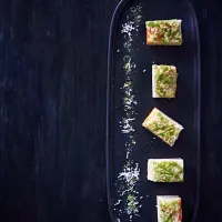 Coconut Butter Mochi with Matcha Icing #icing #march #greentea  #coconut #Mochi #ButterMochi #dessert #japan #pastry #yummy|Amby Cakesさん