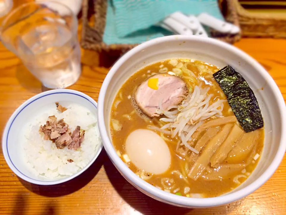 中華そば(味玉入り・大盛・サービスご飯少なめ🍚)@我家(うち)|morimi32さん