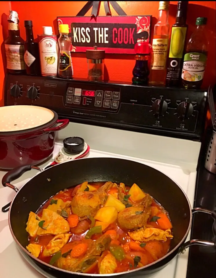 Chicken and Pork Chop Stew with potatoes & carrots, greenbell peppers|🌺IAnneさん