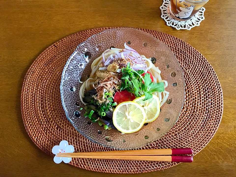 ナスの揚げ浸しと野菜のぶっかけうどん|uchanさん