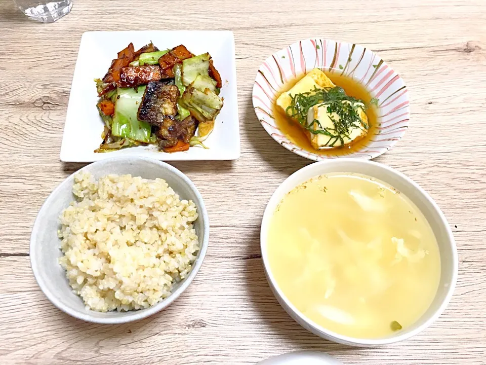 ・さんまの回鍋肉風
・豆腐のチーズあんかけ
・もやし卵スープ|misa.さん