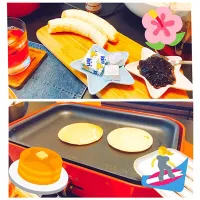 Snapdishの料理写真:パンケーキパーティー🥞💓
#パンケーキ
#ブルーノ 
#スイーツ
#手作りお菓子|ymkさん