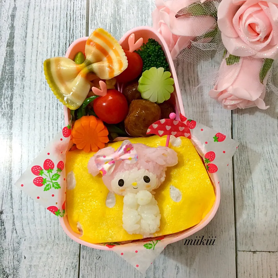 マイメロちゃんの雨の日オムライス弁当♡|みきさん