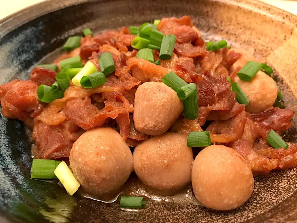 里芋と豚肉の照り焼き|ぷわこさん