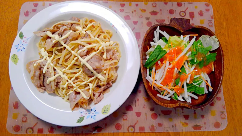 ５月3１日　焼きうどん　サラダ|いもこ。さん