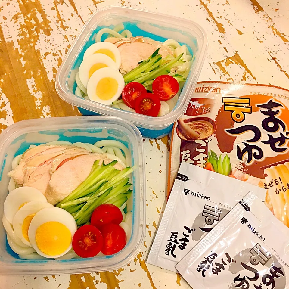 #冷しうどん #麺弁当 #ゴマだれ#ミツカン#まぜつゆ#ごま豆乳|3匹のこぶたママさん