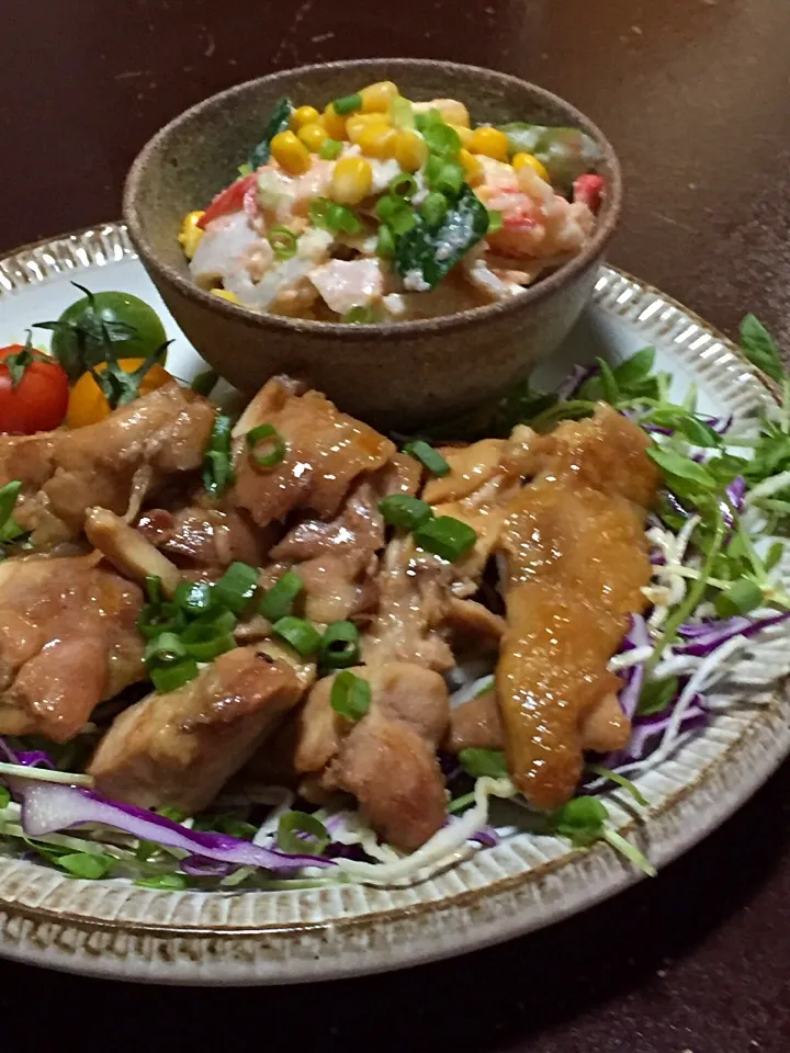 りまこひメェ〜🐐💨のチキンロースト🐔と根菜の明太マヨネーズ和え💕😋✨✨✨|ボンバーさん