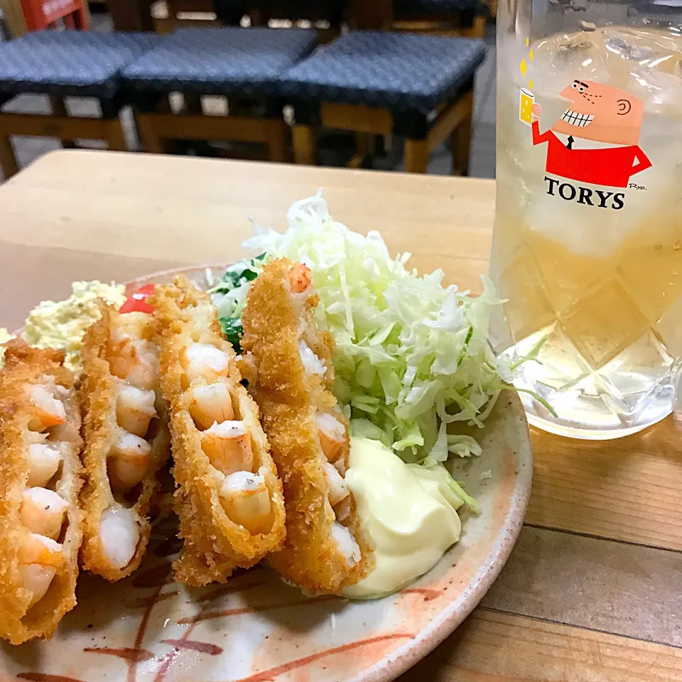 エビカツとハイボール(◍•ڡ•◍)❤|いつみさん