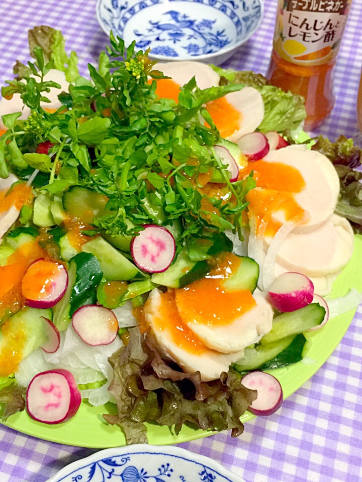 #テーブルビネガー で鶏ハムサラダ #ヘルシー料理  #手作り鶏ハムレシピ