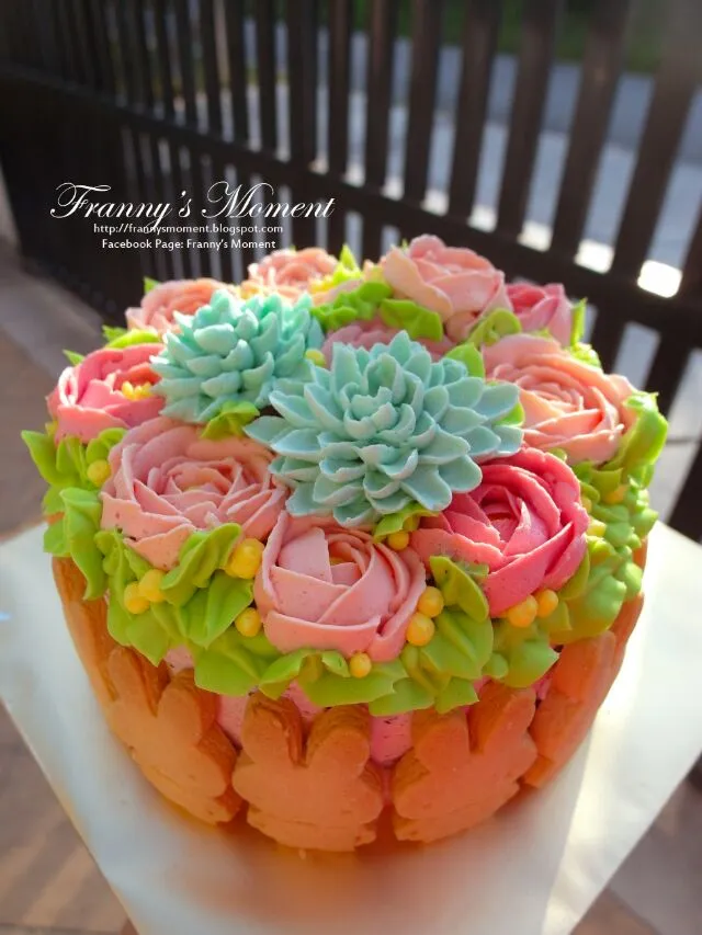 buttercream flowers cake|Frannyさん