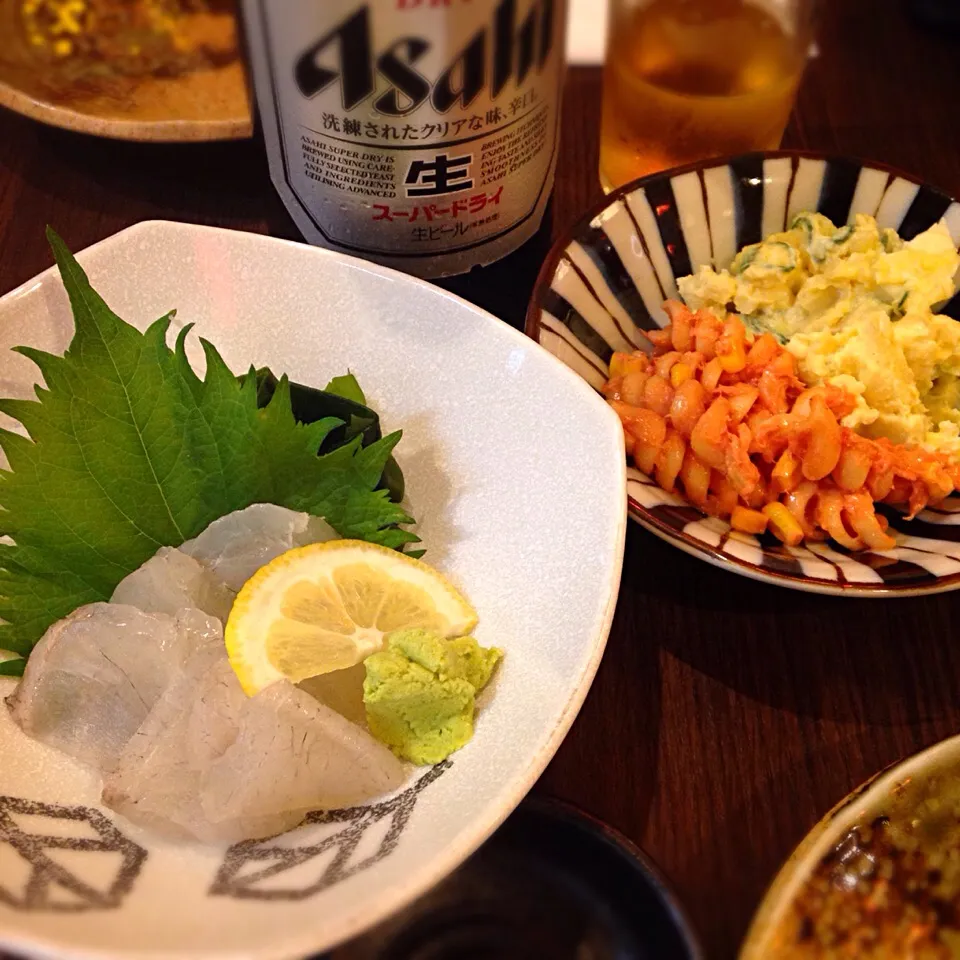 スズキ刺身とポテロニサラダ🍻|nao子さん