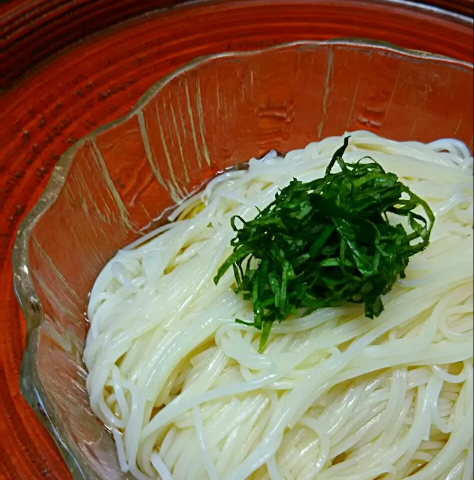 ダブルミツカンのぶっかけ素麺|あらいぐまのしっぽさん