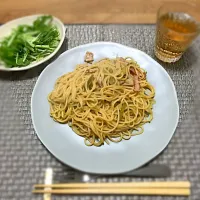 ネギとベーコンのバター醤油パスタ|Saoriさん