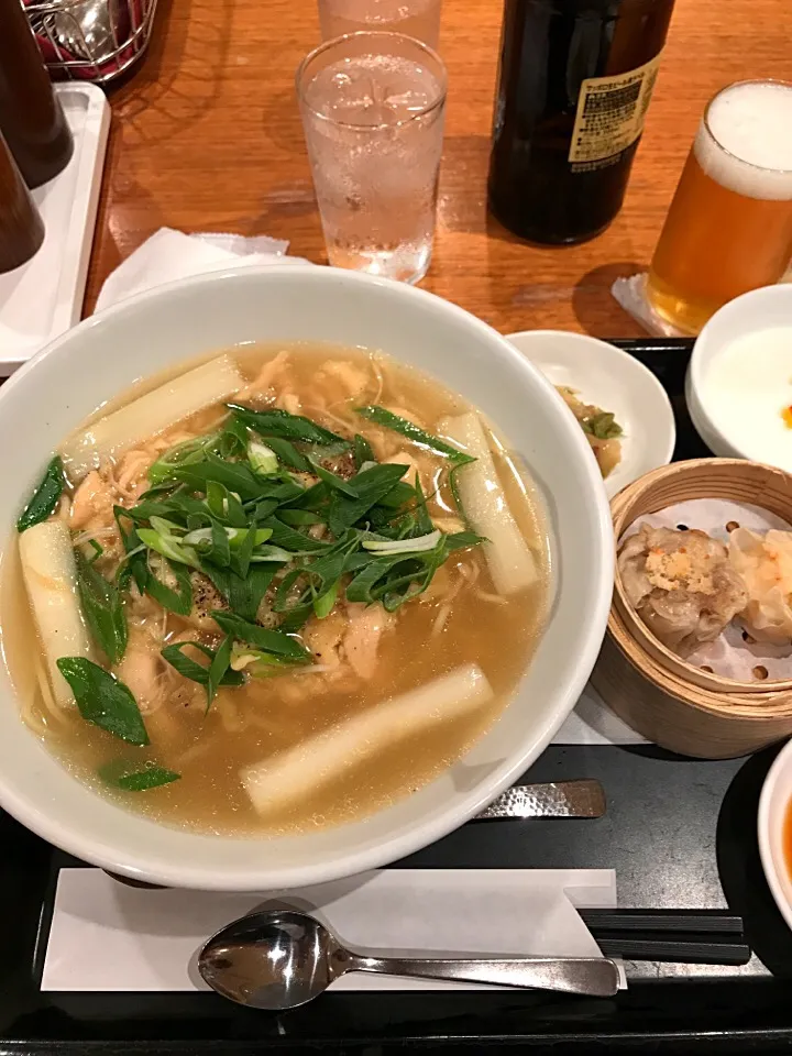 ホワイトアスパラと鶏肉の塩あんかけ麺と点心セット|山内博之さん