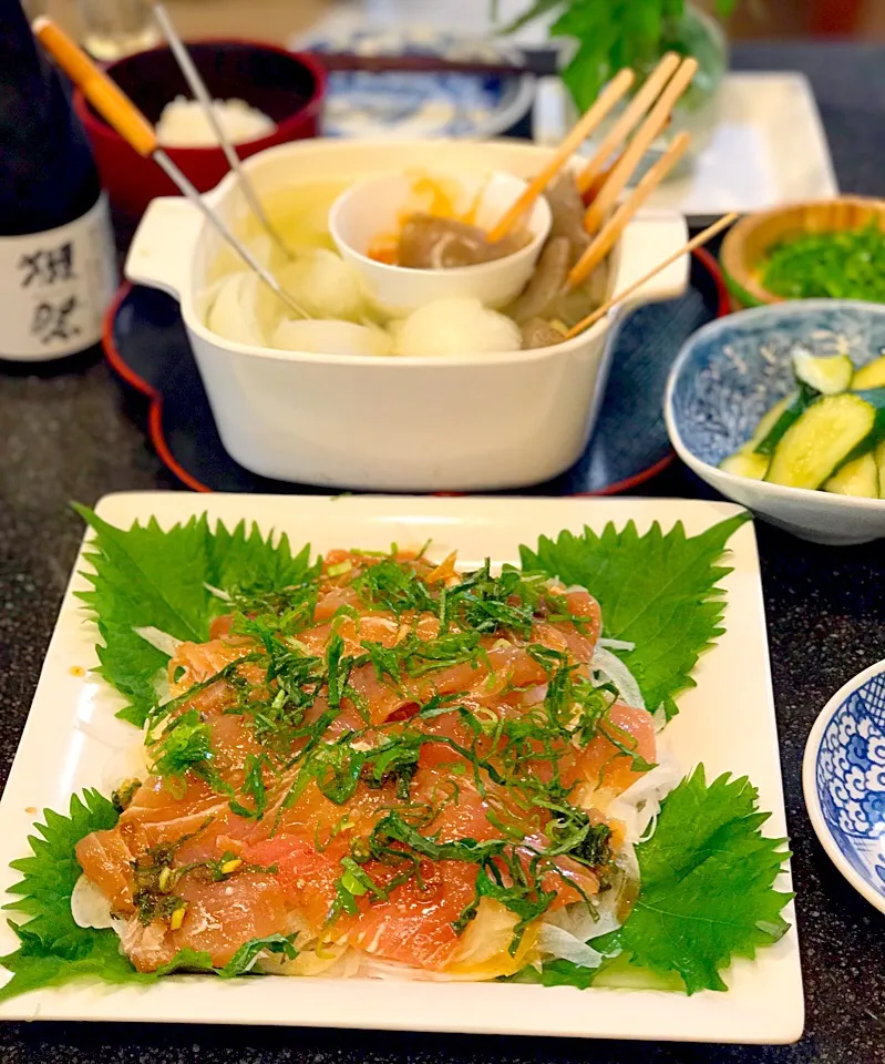 新たまねぎとマグロ漬けDE
夜ご飯|シュトママさん