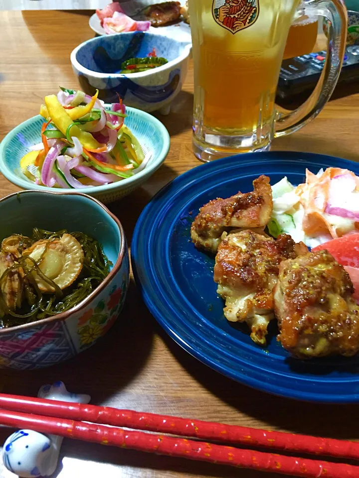 🐔鶏マスタード焼きと昆布ベビー帆立炒め煮|keikoさん