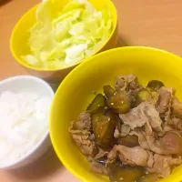 Snapdishの料理写真:ナスと豚肉の甘辛煮|unk.さん