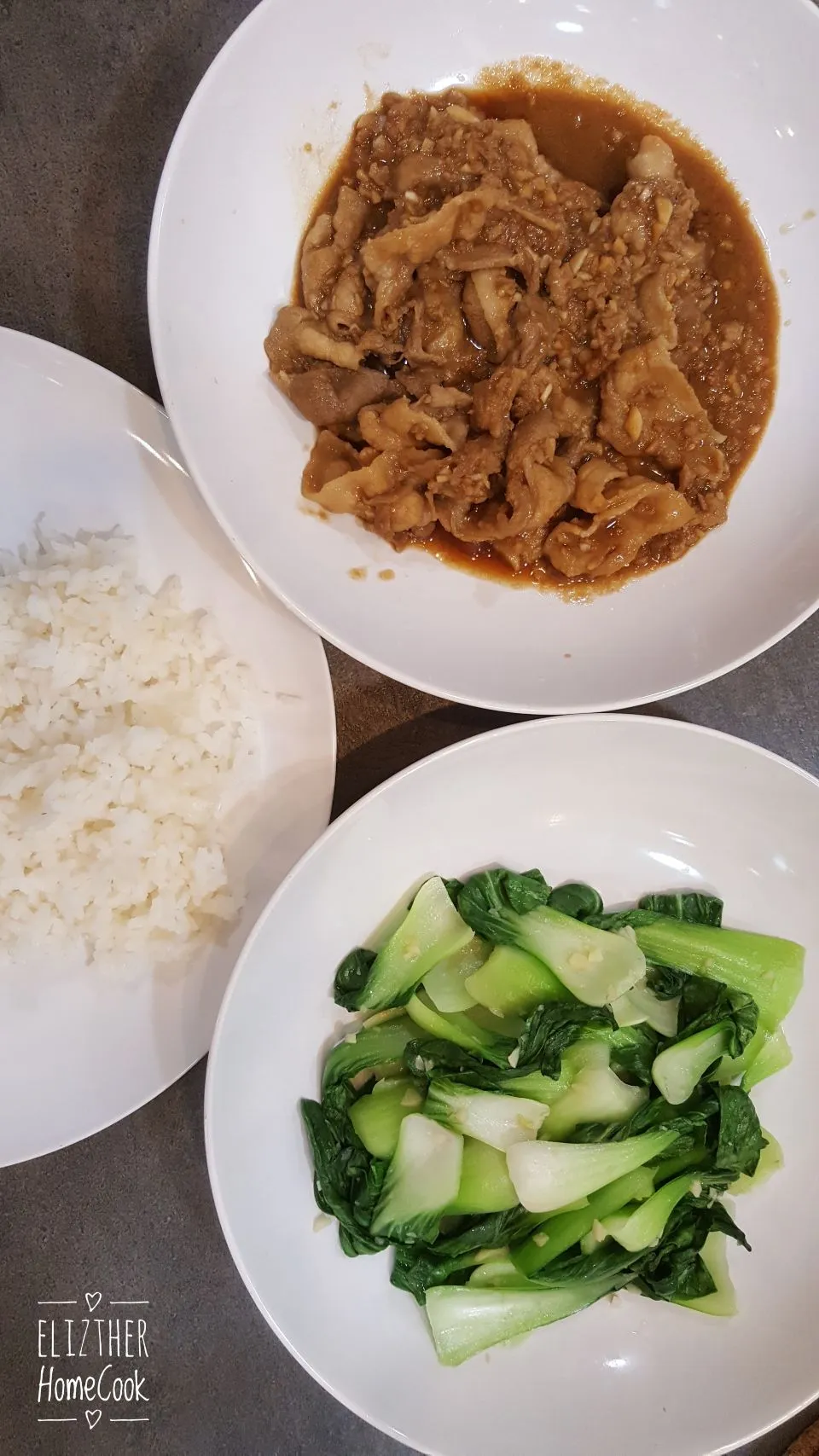 Snapdishの料理写真:garlic oyster sauce pork belly + stir fry Japanese green|Esther Eliz Limさん