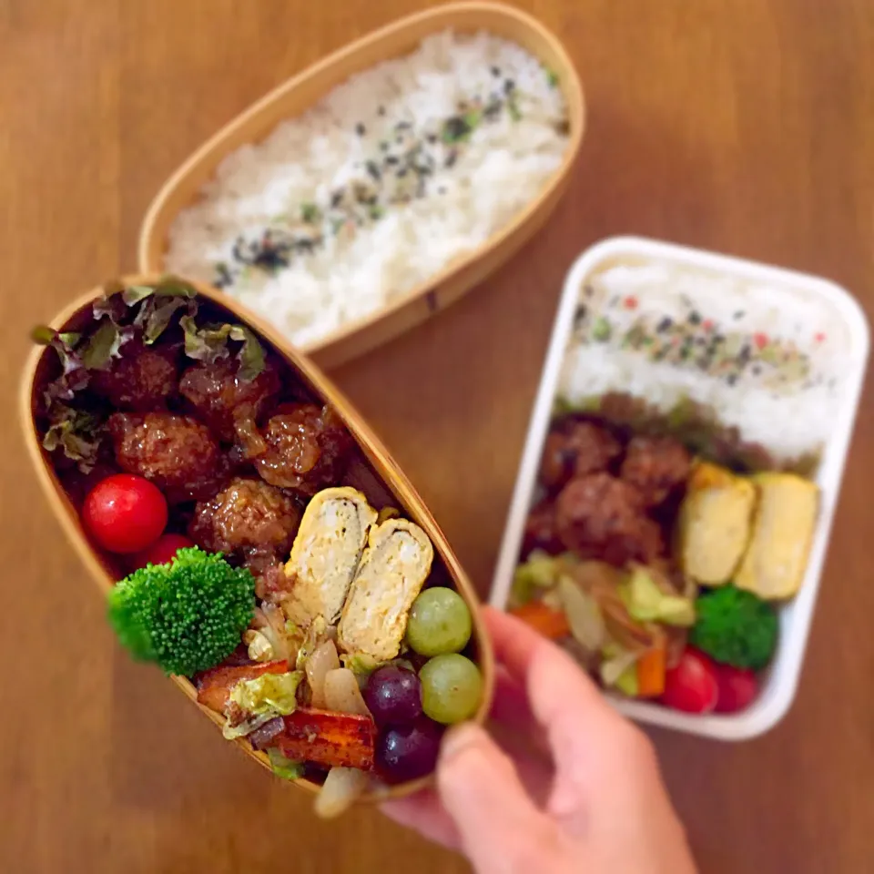 肉団子と肉野菜炒めのお弁当🍱#お弁当|ゆかりさん