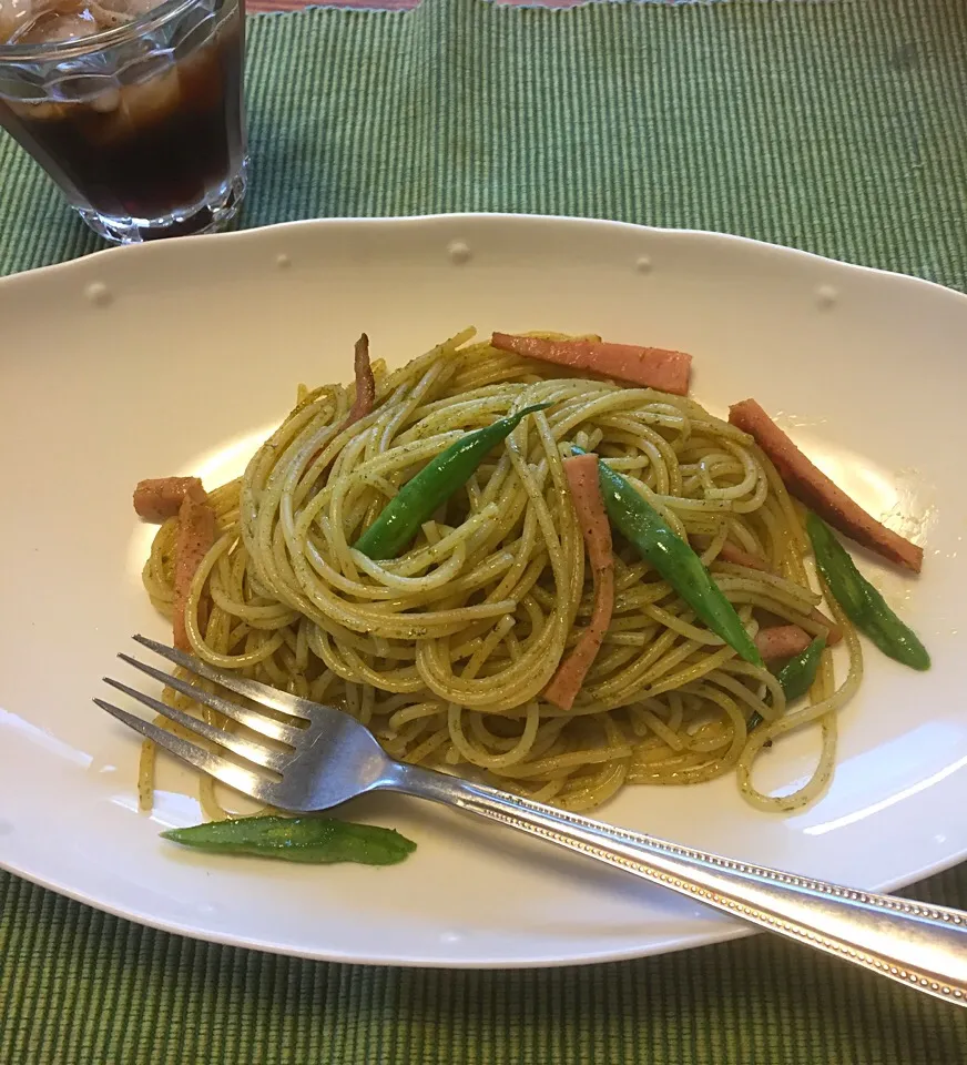 朝食。ハムとインゲンのジェノベーゼ
満腹🐽|RU.Farmさん