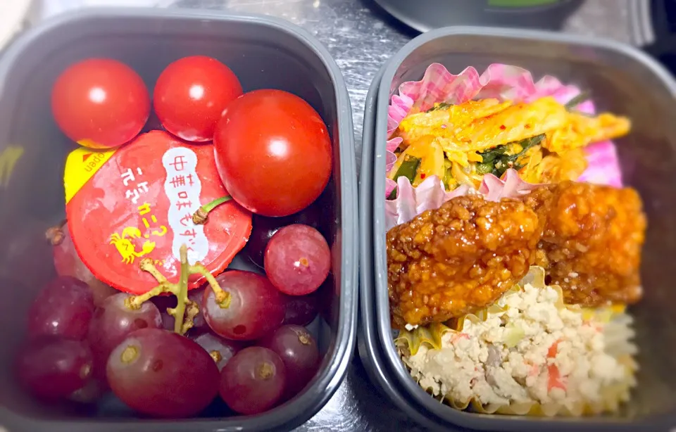 豚キムチと白和え！アメリカンチェリーはかくれんぼ弁当|なおさん