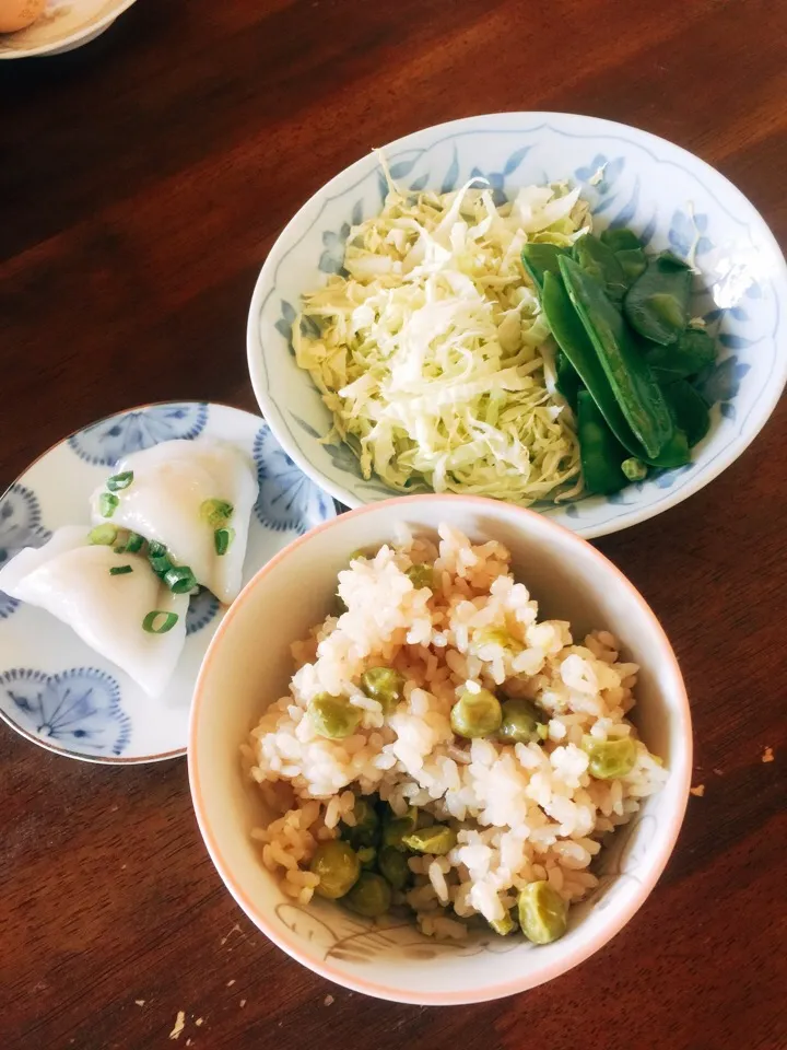 豆ごはん！
水餃子添え|すずくさん