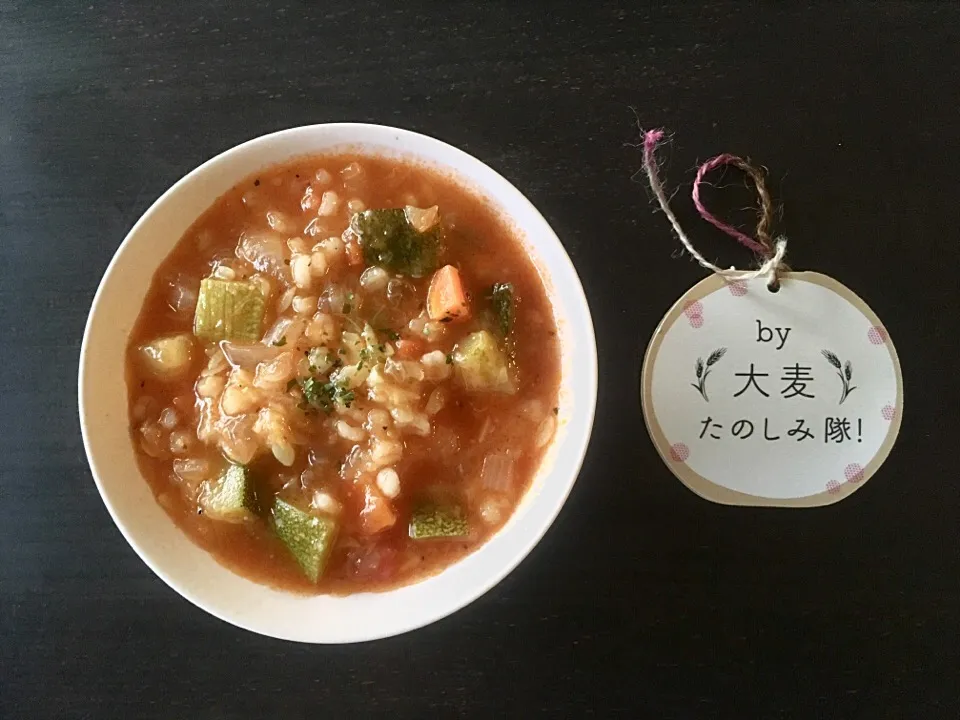 #大麦たのしみ隊 
#ズッキーニのトマト煮|もも太郎さん