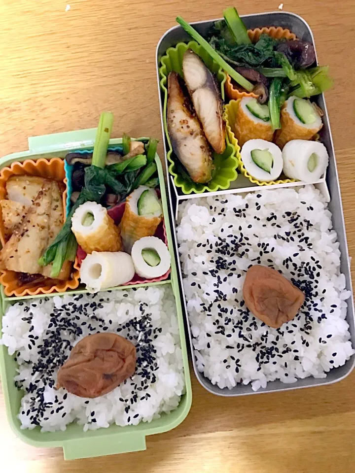 サバのレモンペッパー焼き弁当。パパママ仕事弁当。|めぐりんさん