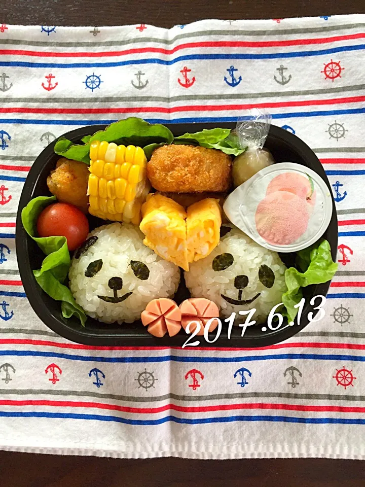 Snapdishの料理写真:パンダおにぎり弁当♡|カイサナママさん