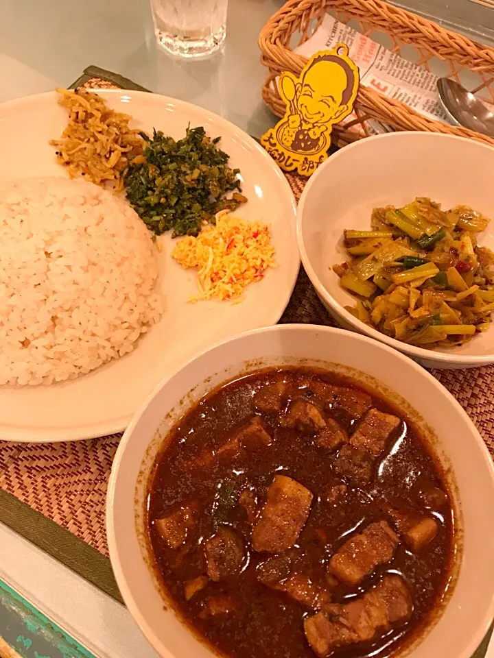 スリランカ料理 ラサハラさんのディナーカレーセット（ポーク&白ネギ）#スリランカカレー|大阪カレー部長さん