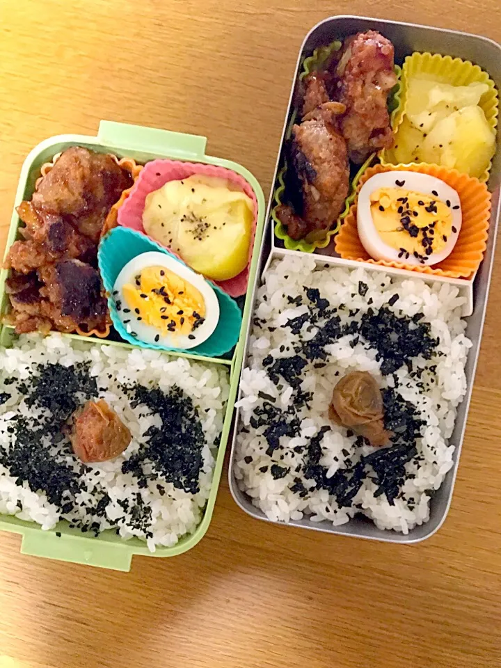 新じゃがのチーズ焼きとハンバーグ弁当。パパママ仕事弁当。|めぐりんさん