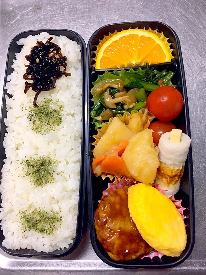 肉じゃかハンバーグ弁当#高校生男子弁当 #息子弁当|友美さん